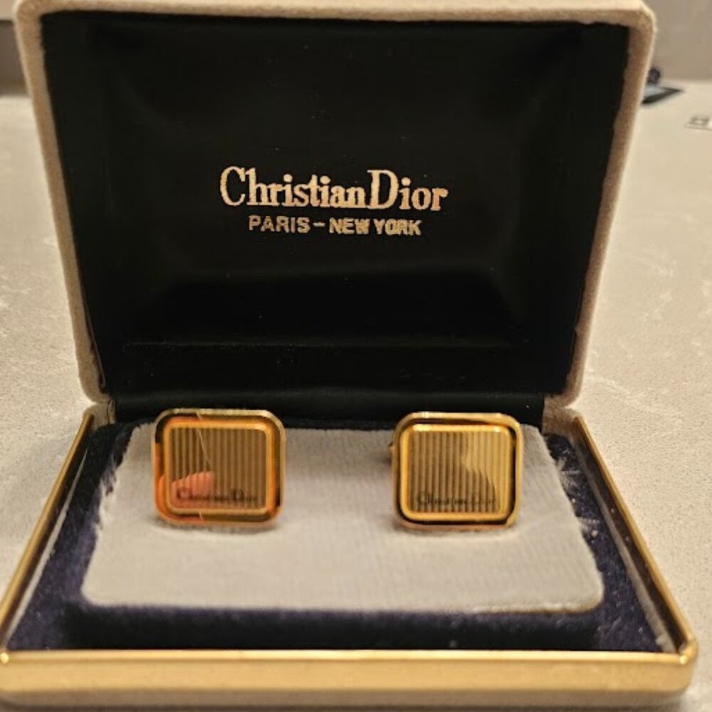 CHRISTIAN DIOR Cufflinks Gold Tone